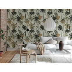 Kuvatapetti Rebel Walls Lemur Palms hiekka, mittatilaus, non-woven