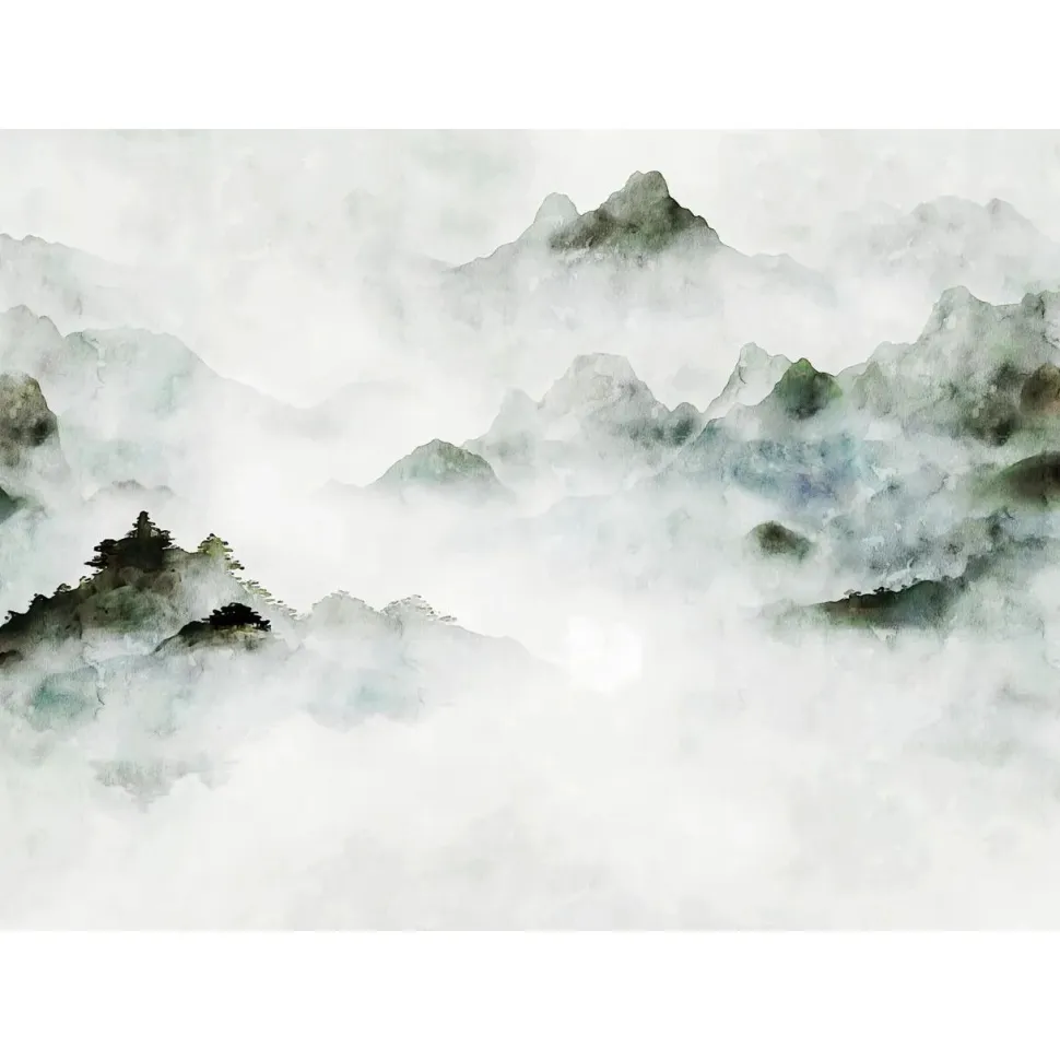 Kuvatapetti Rebel Walls Serene Mountains vihreä, mittatilaus, non-woven
