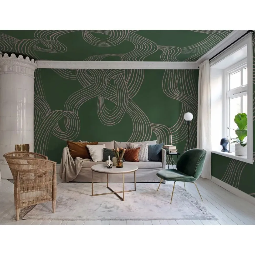 Kuvatapetti Rebel Walls Stripes Repeatable vihreä, mittatilaus, non-woven