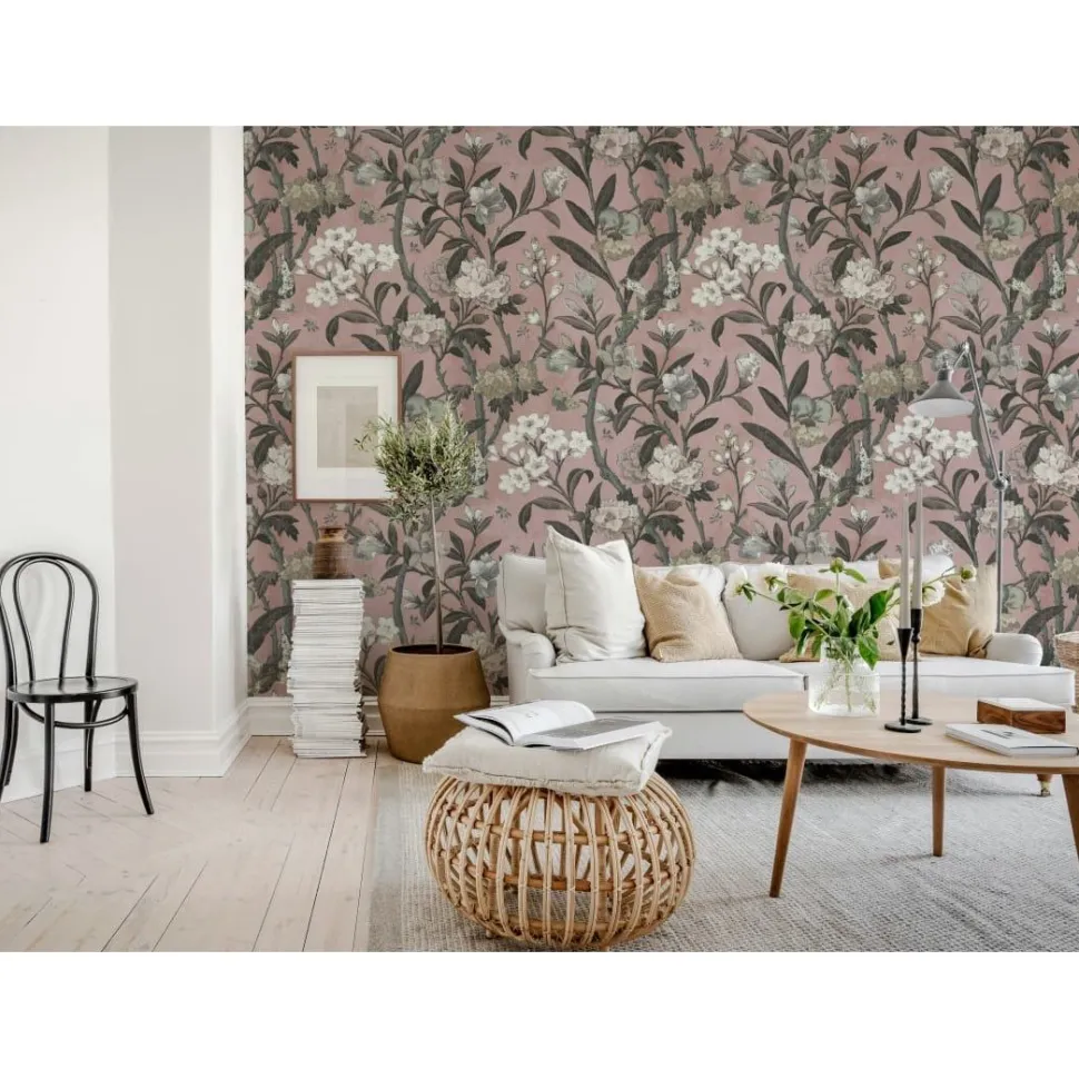 Kuvatapetti Rebel Walls Winding Bloom vaaleanpunainen, mittatilaus, non-woven