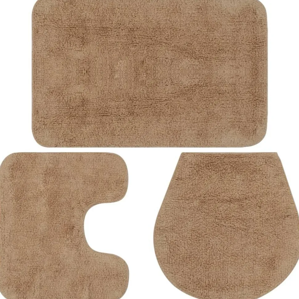 Kylpyhuoneen mattosarja 3 osaa kangas beige