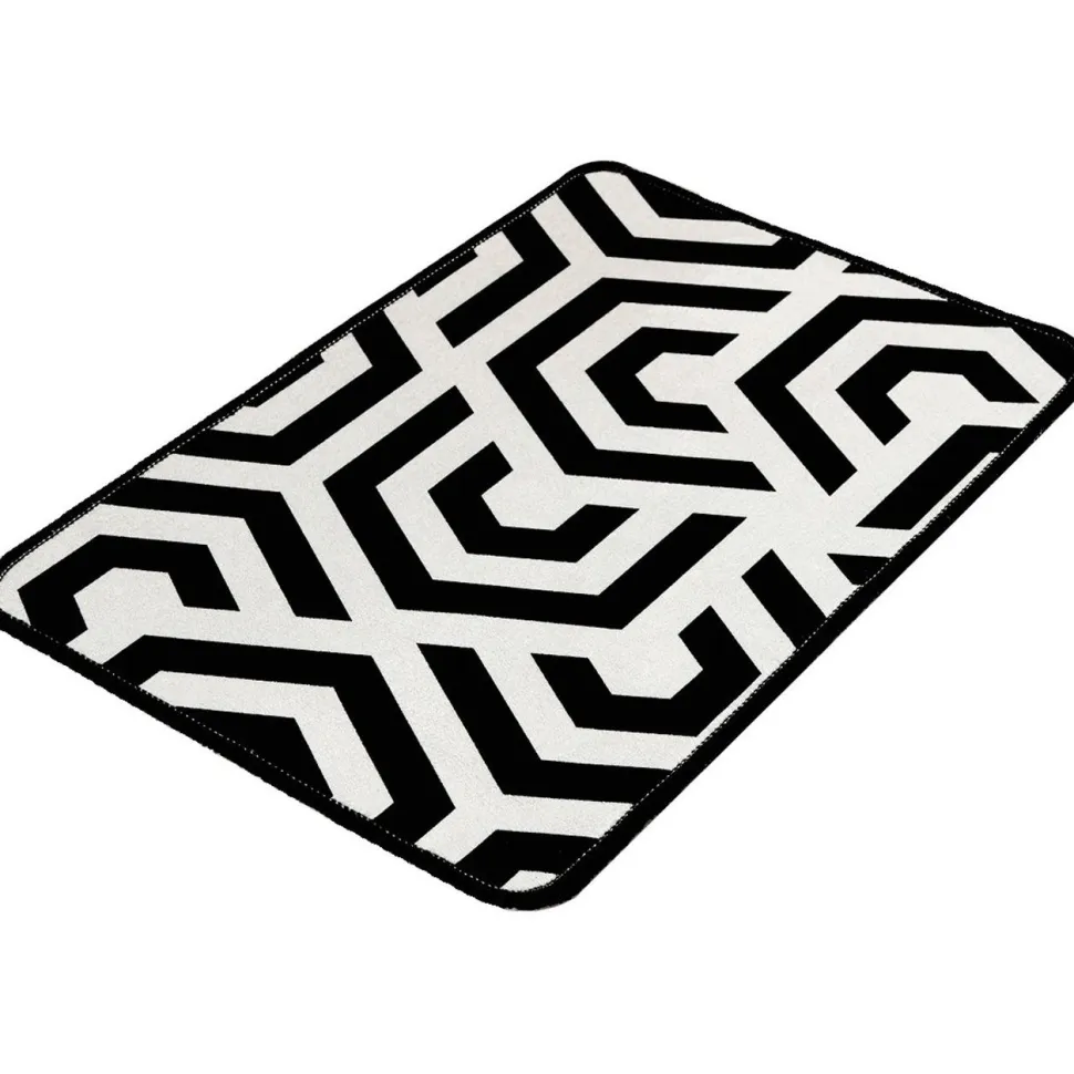 Kylpyhuonematto Linento Line, 40x60cm, mustavalkoinen