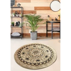 Kylpyhuonematto Linento Mandal, Ø100cm, beige