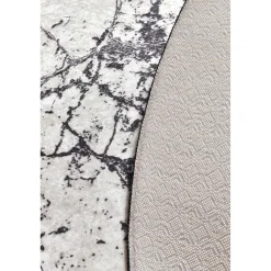 Kylpyhuonematto Linento Marble, Ø100cm, valkoinen