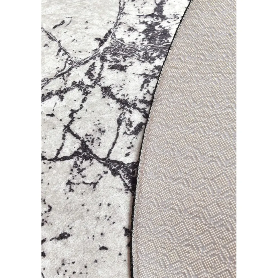 Kylpyhuonematto Linento Marble, Ø100cm, valkoinen