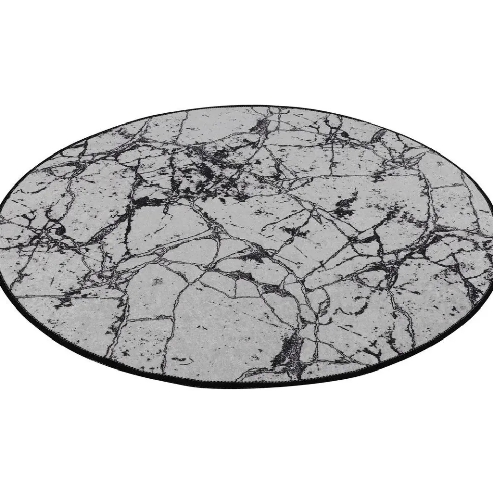 Kylpyhuonematto Linento Marble, Ø100cm, valkoinen