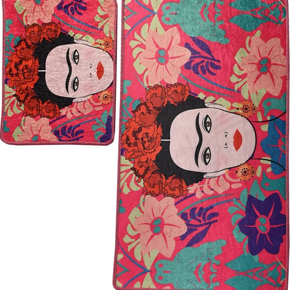 Kylpyhuonemattosetti Linento Frida, 2kpl, pinkki