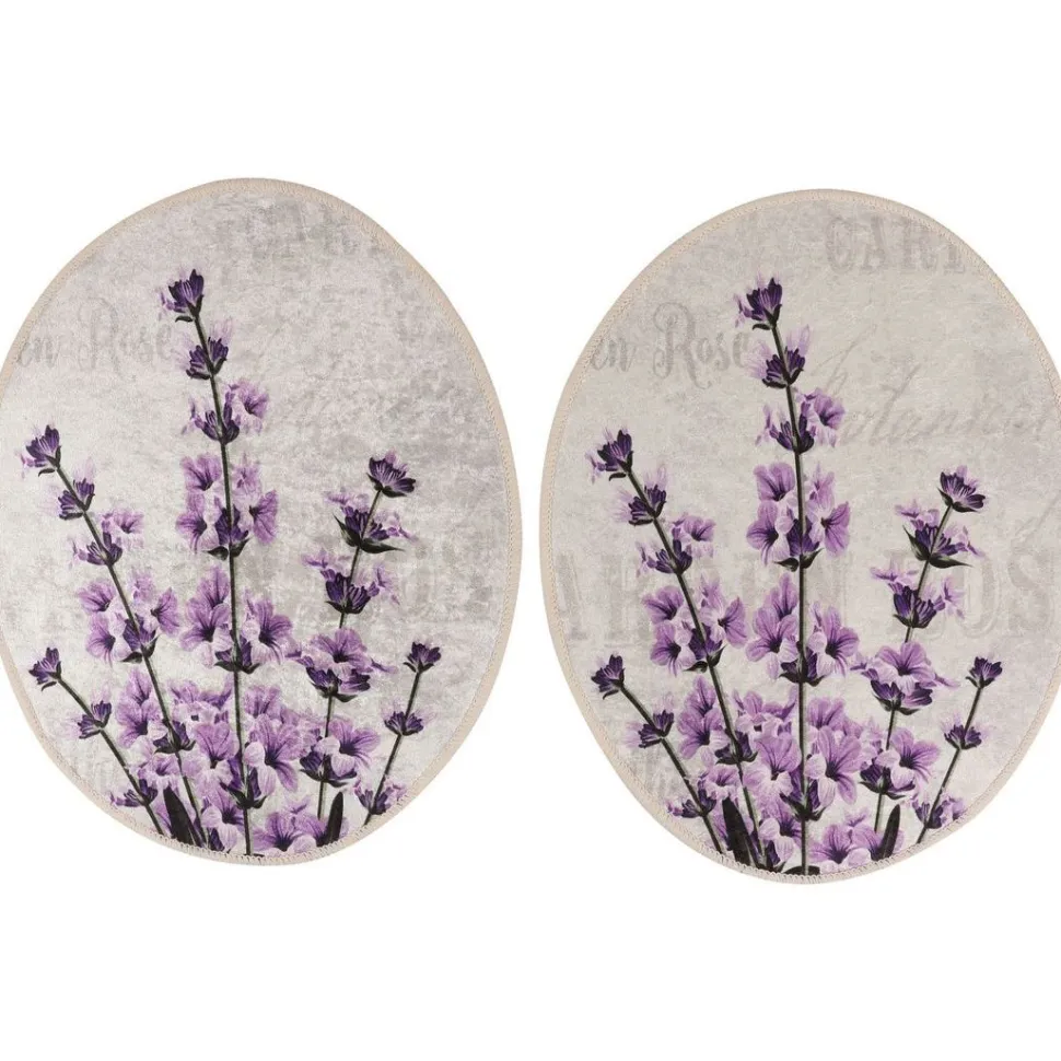 Kylpyhuonemattosetti Linento Lavender, 3kpl, valkoinen/liila