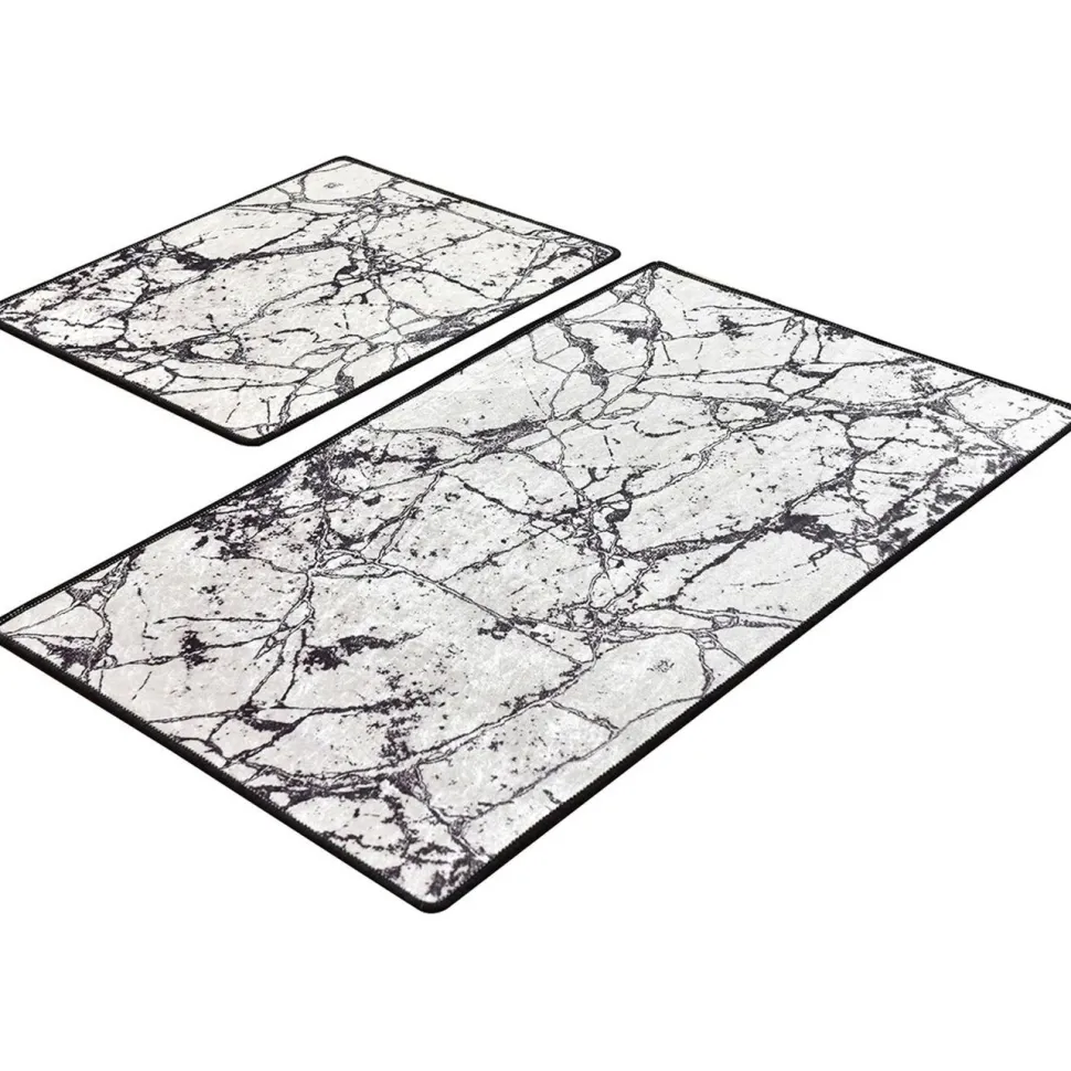 Kylpyhuonemattosetti Linento Marble, 2kpl, valkoinen