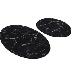 Kylpyhuonemattosetti Linento Marble Oval, 2kpl, musta