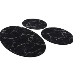 Kylpyhuonemattosetti Linento Marble Oval, 3kpl, musta