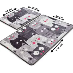 Kylpyhuonemattosetti Linento Meow, 2kpl, harmaa