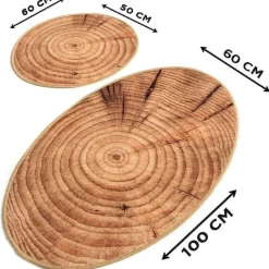 Kylpyhuonemattosetti Linento Wood, 2kpl, ruskea