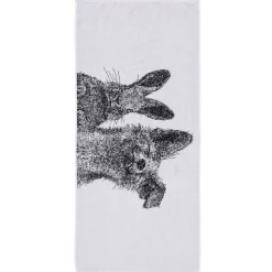 Kylpypyyhe Finlayson Pupu ja Kettu, 70x150cm, luomupuuvilla, musta/valkoinen