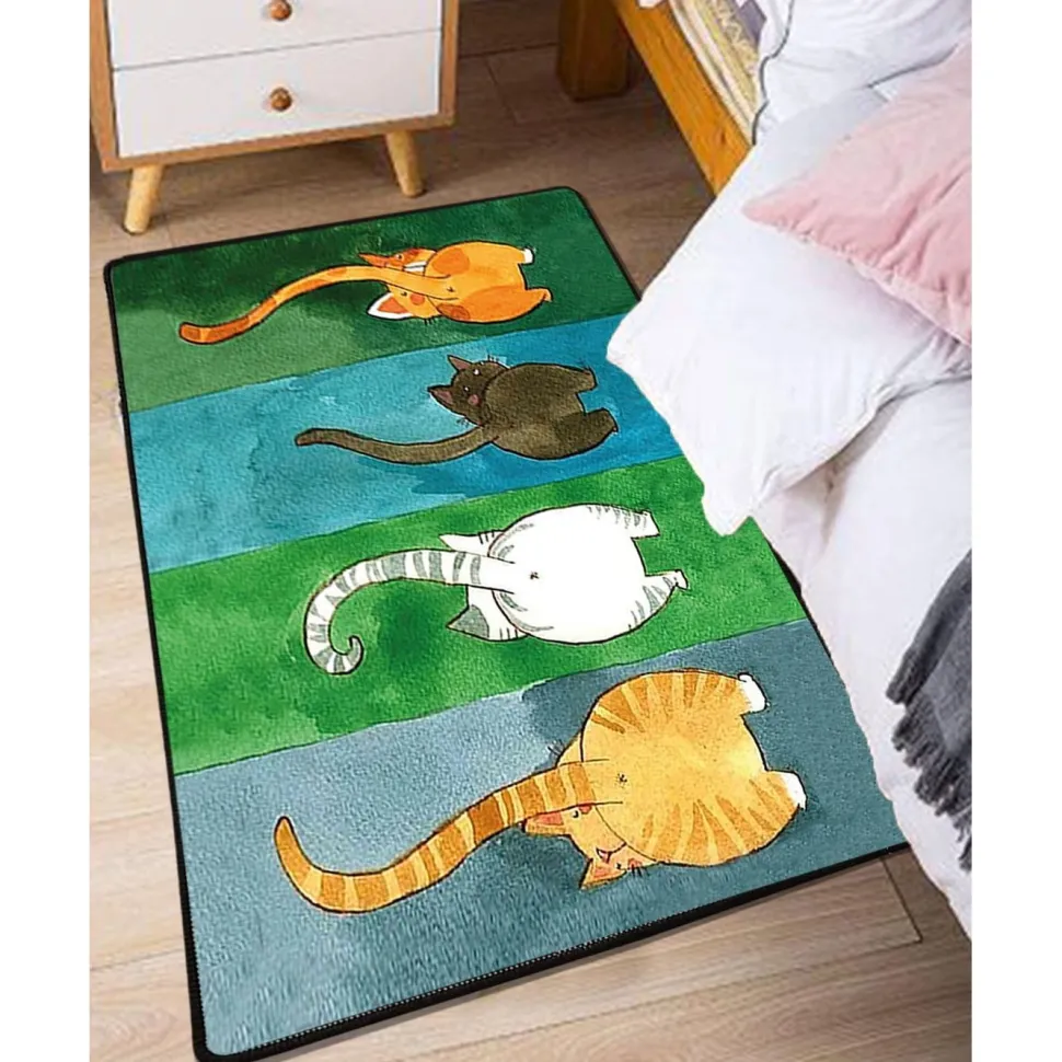 Käytävämatto Linento Gatto Carino 80x150cm vihreä/oranssi