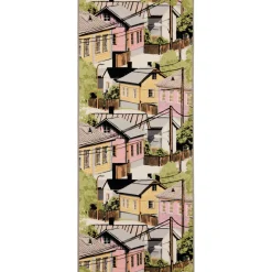 Käytävämatto Vallila Naapurusto, 80x200cm, vaaleanpunainen/keltainen