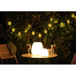 Ladattava LED-lyhty House Nordic Derry, ulkokäyttöön, ø21cm, RGB, IP44, 3.7V, 1500mAh, valkoinen