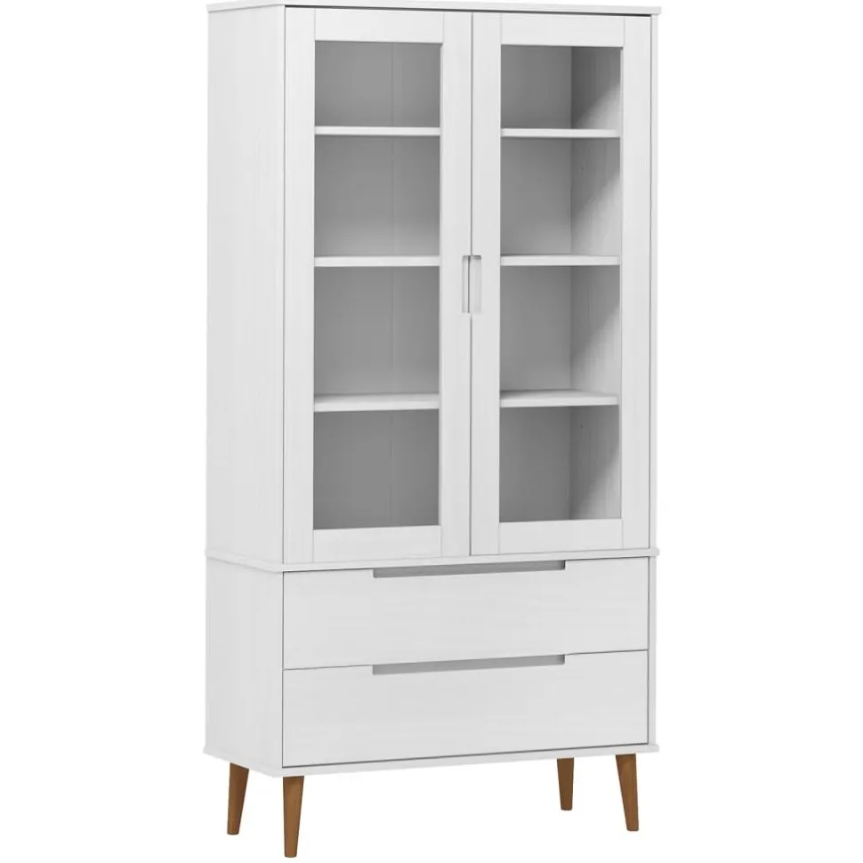 Lasikaappi Molde 90x35x175 cm mänty valkoinen