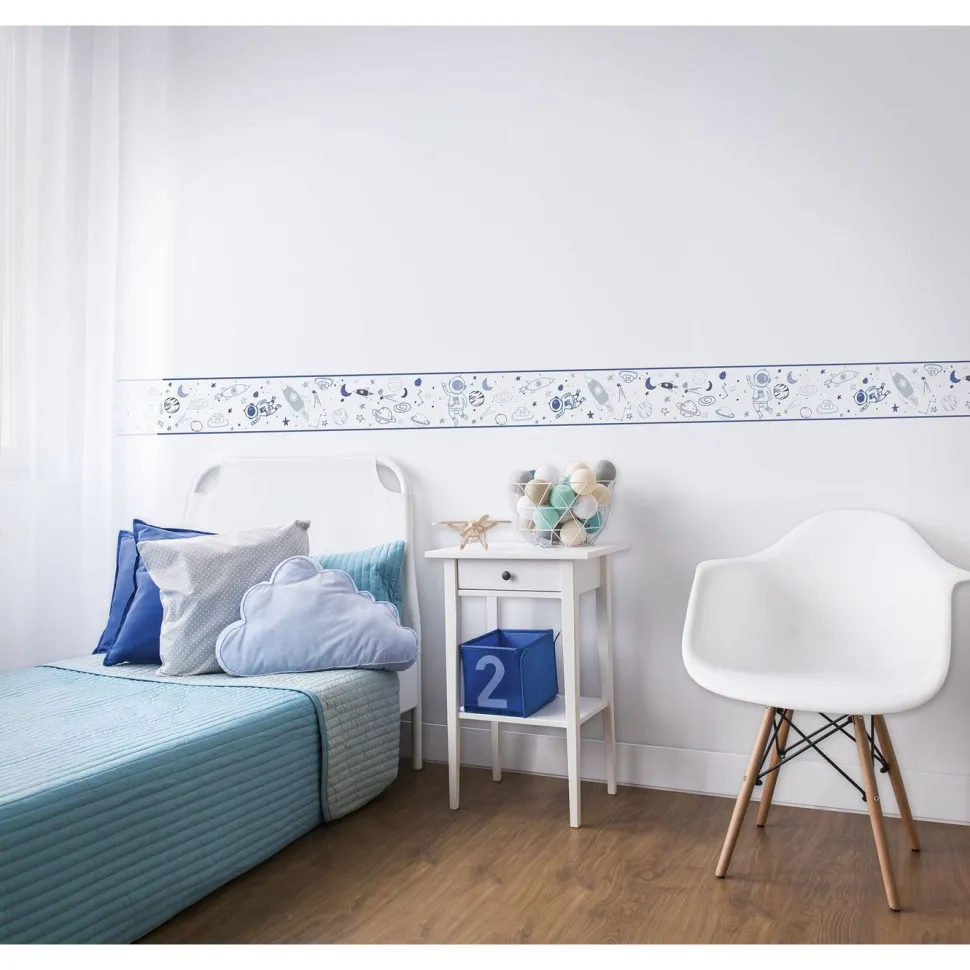 Lastenhuoneen boordi Kids Walls 45849, vinyylipinta, 0.18x5m, avaruus, sininen