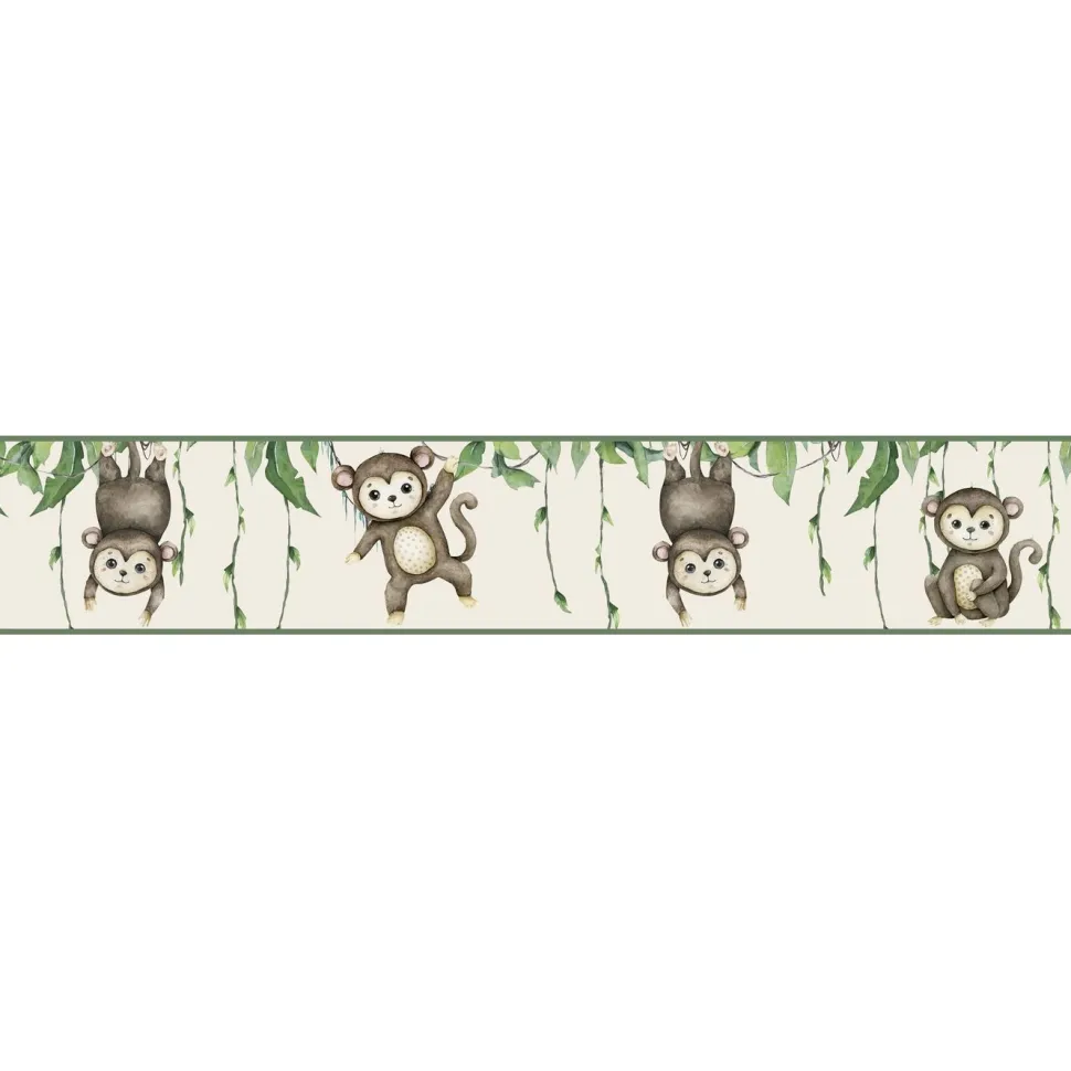 Lastenhuoneen boordi Kids Walls 45853, vinyylipinta, 0.18x5m, viidakko, ruskea