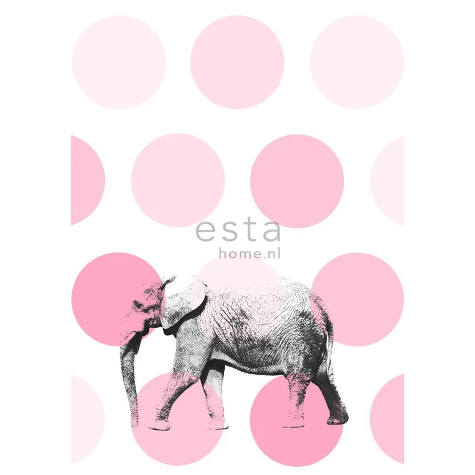 Lastenhuoneen tapetti PhotowallXL Elephant 158708 1860x2790 mm vaaleanpunainen