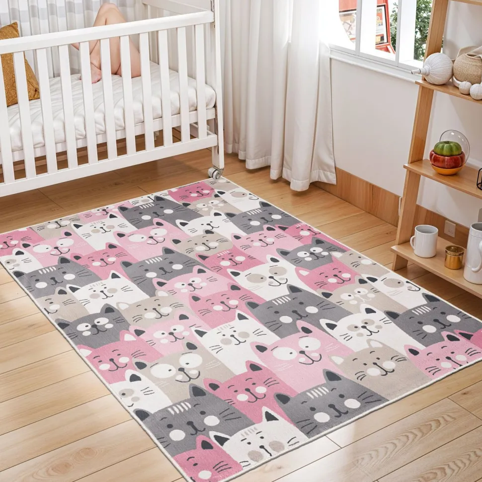 Lastenhuoneen matto Linento W1015, 160x230cm, vaaleanpunainen