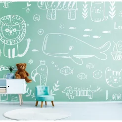 Lastenhuoneen tapetti A.S. Creation THE WALL 38304-1, 371x280cm, turkoosi