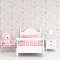 Lastenhuoneen tapetti Galerie Tiny Tots 2 G78372, perhonen, kissa, monivärinen