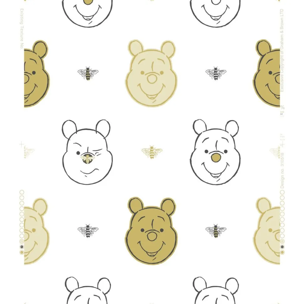 Lastenhuoneen tapetti Sandudd Bee Winnie the Pooh 106604, Disney, beige