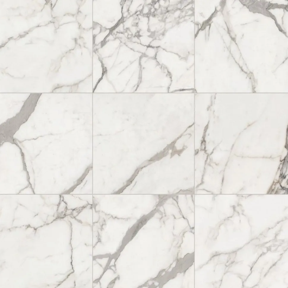 Lattialaatta Keope Elements Lux Calacatta 15x15cm, valkoinen
