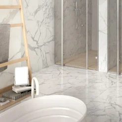 Lattialaatta Keope Elements Lux Calacatta 15x15cm, valkoinen