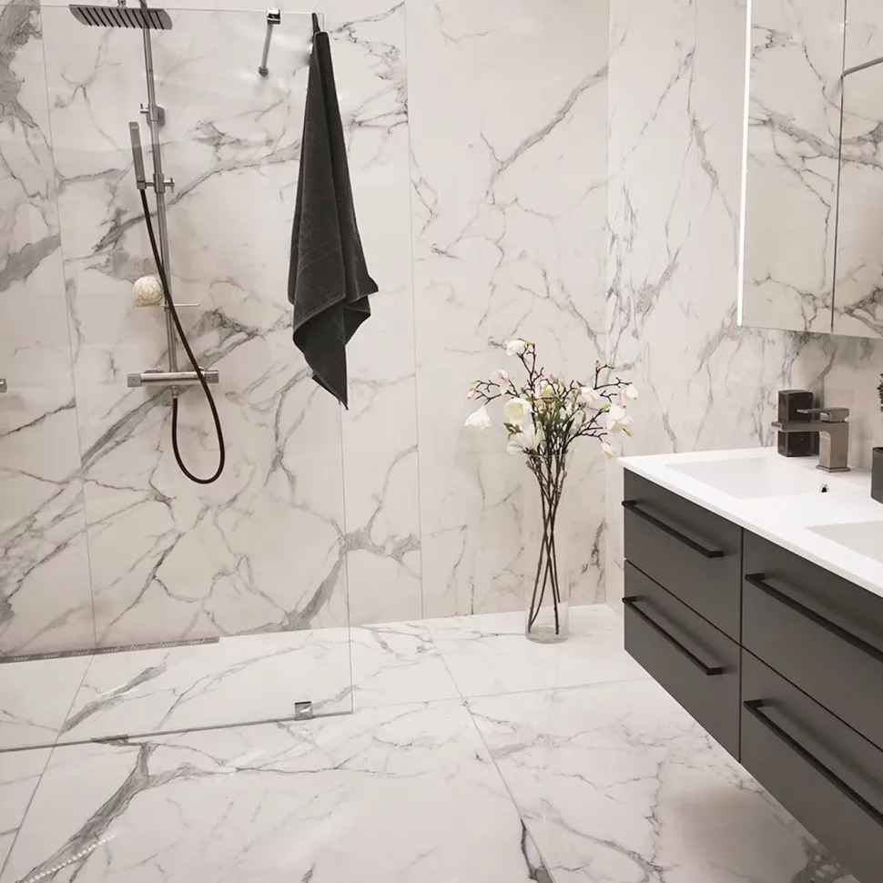 Lattialaatta Keope Elements Lux Calacatta 60x60cm, valkoinen