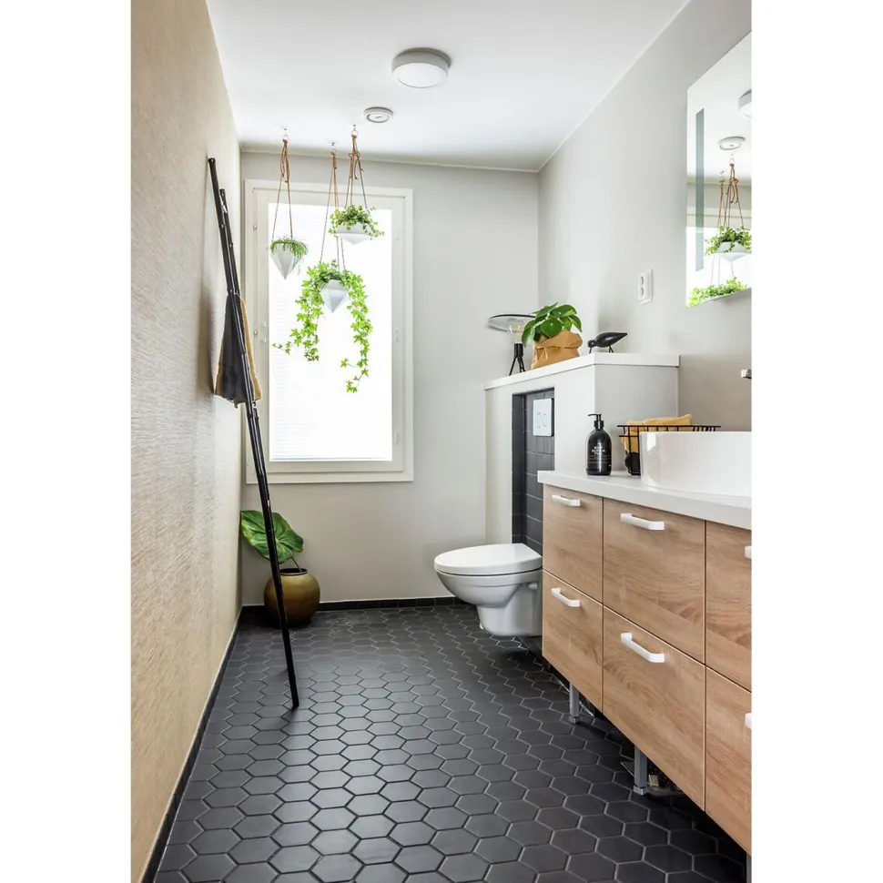 Lattialaatta Pukkila Natura 6-kulmainen Musta himmeä sileä 115x100 mm