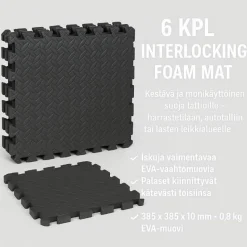 Lattiansuojamatto MagPro, EVA 400 x 400 x 10 mm 6 kpl musta