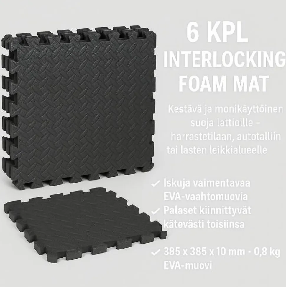 Lattiansuojamatto MagPro, EVA 400 x 400 x 10 mm 6 kpl musta