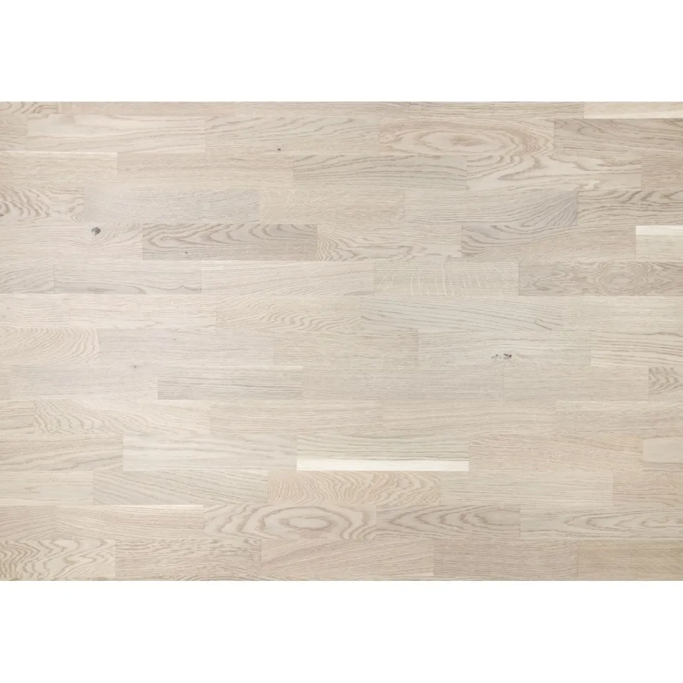 Lautaparketti Baltic Wood Country Tammi, 3-sauva, 13,3mm, valkoinen mattalakattu