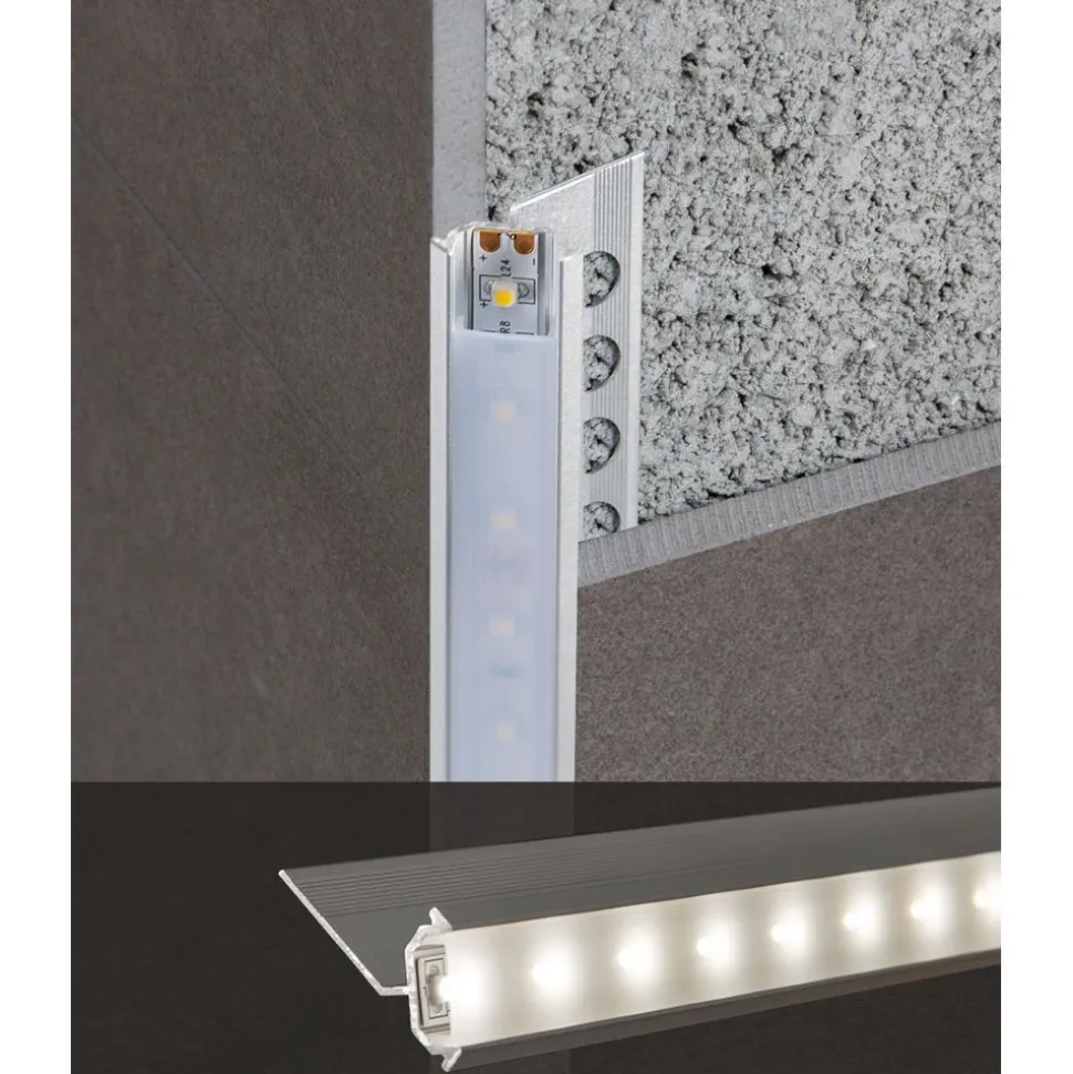 LED-laattalista/ulkokulma Euroshrink 300A, 45°, alumiini, 12mm x 2.5m, mattahopea
