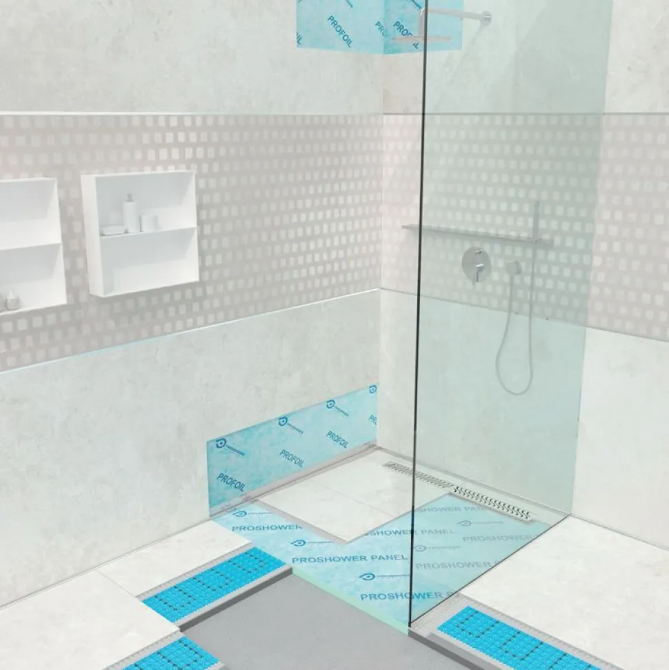 Linjakaivon kaatolista lasiseinälle Progress Profiles Proshower Glass 2% kaato 1000 mm