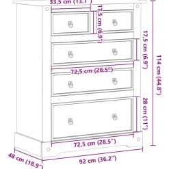 Lipasto Corona 92x48x114 cm täysi mänty (05674)
