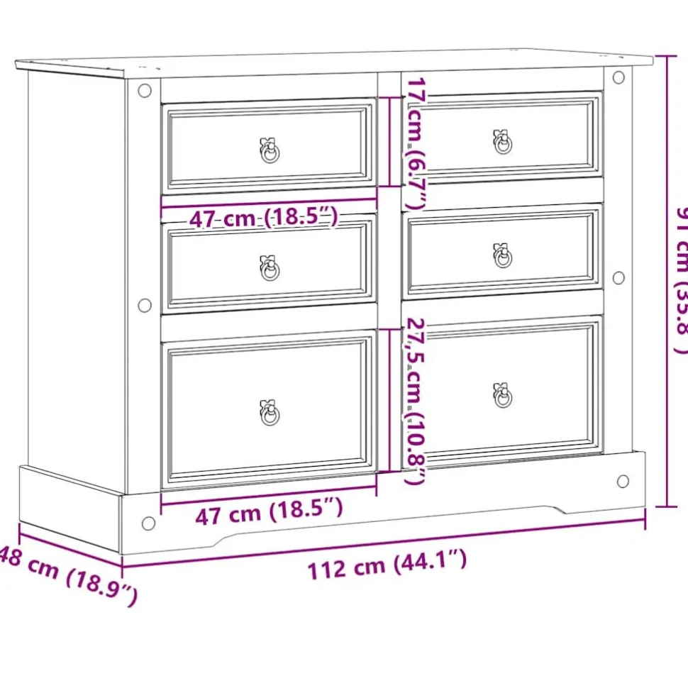 Lipasto Corona 112x48x91 cm täysi mänty (05677)