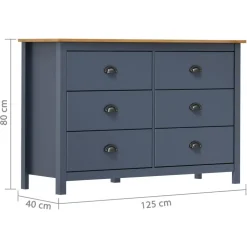 Lipasto Hill harmaa 125x40x80 cm täysi mänty (88985)