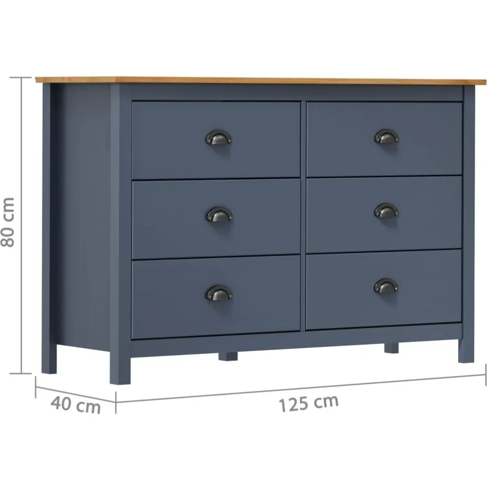 Lipasto Hill harmaa 125x40x80 cm täysi mänty (88985)