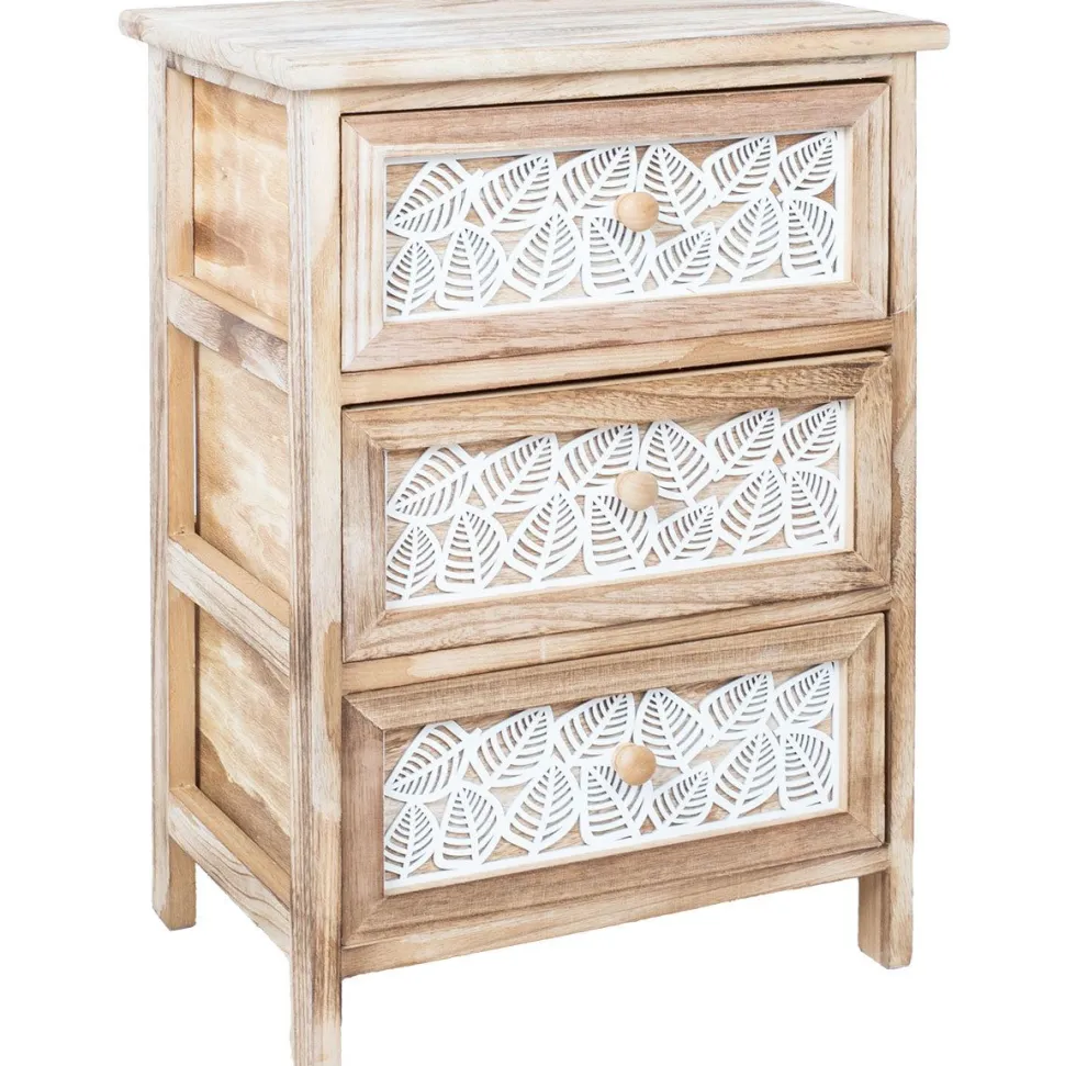 Lipasto Home4You KASEKE 3 säilytysosalla 40x29x58 cm, luonnonväri, beige