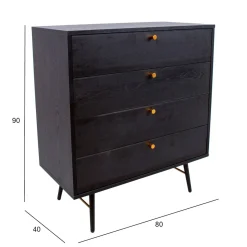 Lipasto Home4You Luxemburg 80x40x90cm, musta