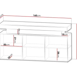 Lipasto Nomla 3D 160 GLOSSA 03, LED-valaistuksella, 83x160cm, valkoinen