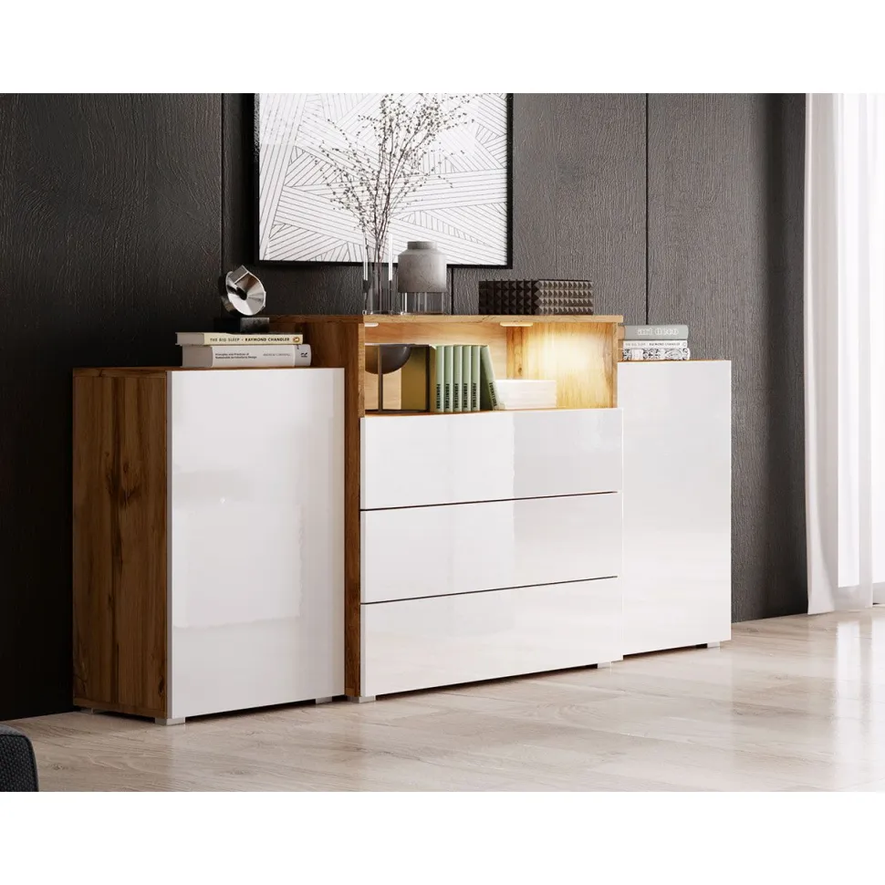Lipasto 2 ovea 3 laatikkoa URBAN URBIII1500, beige/valkoinen (2826)