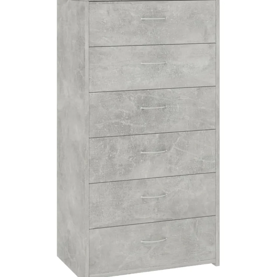 Lipasto 6 vetolaatikolla betoninharmaa 50x34x96 cm lastulevy