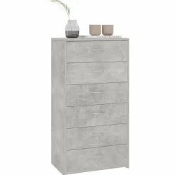 Lipasto 6 vetolaatikolla betoninharmaa 50x34x96 cm lastulevy