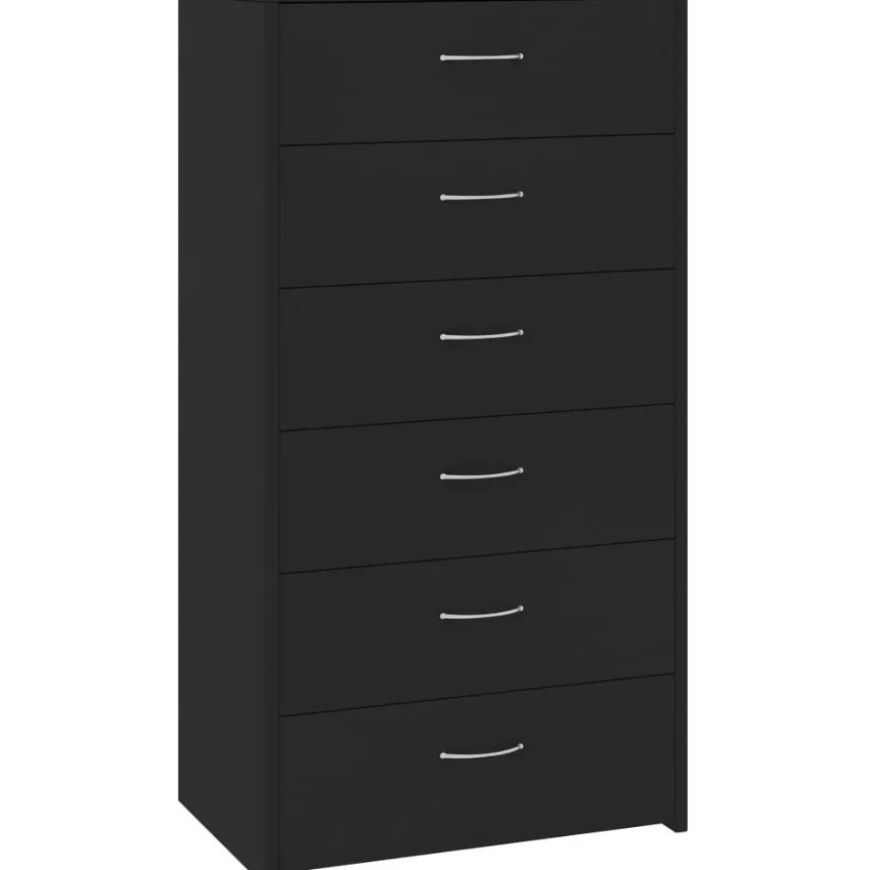 Lipasto 6 vetolaatikolla musta 50x34x96 cm lastulevy