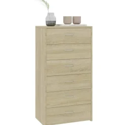 Lipasto 6 vetolaatikolla sonoma-tammi 50x34x96 cm lastulevy